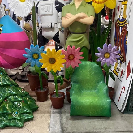 Small Blue Sunflower In Pot Flower Statue LM Treasures - A