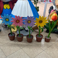 Small Blue Sunflower In Pot Flower Statue - LM Treasures 