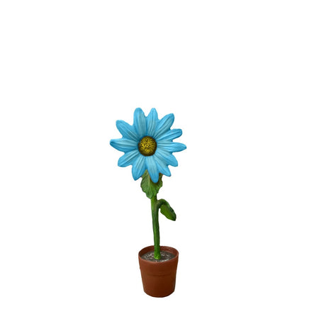 Small Blue Sunflower In Pot Flower Statue - LM Treasures 