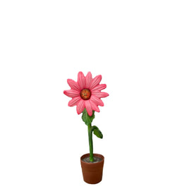 Small Pink Sunflower In Pot Flower Statue - LM Treasures 