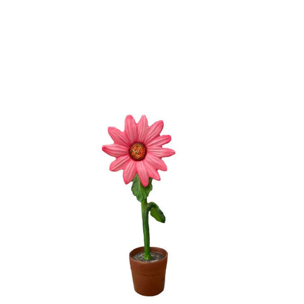 Small Pink Sunflower In Pot Flower Statue - LM Treasures 