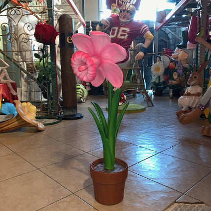 Small Pink Narcis In Pot Flower Statue LM Treasures - A