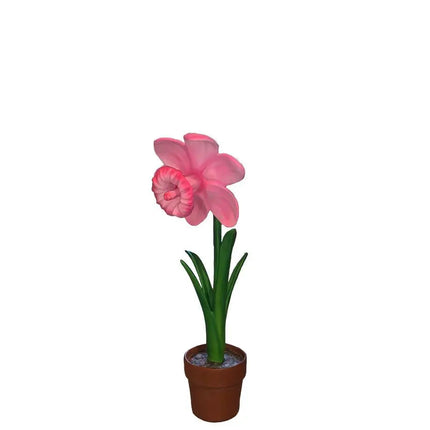 Small Pink Narcis In Pot Flower Statue LM Treasures - A