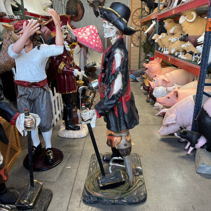 Pirate Captain Hook Skeleton Life Size Statue