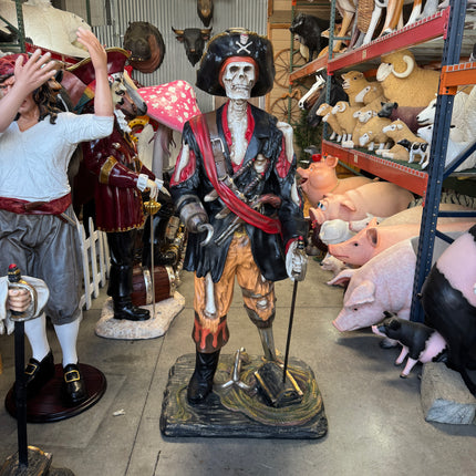 Pirate Captain Hook Skeleton Life Size Statue