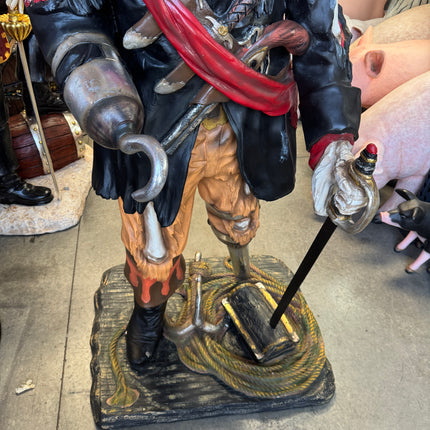 Pirate Captain Hook Skeleton Life Size Statue