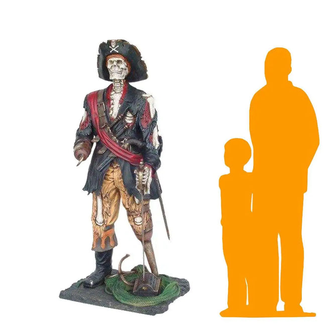 Pirate Captain Hook Skeleton Life Size Statue LM Treasures - A