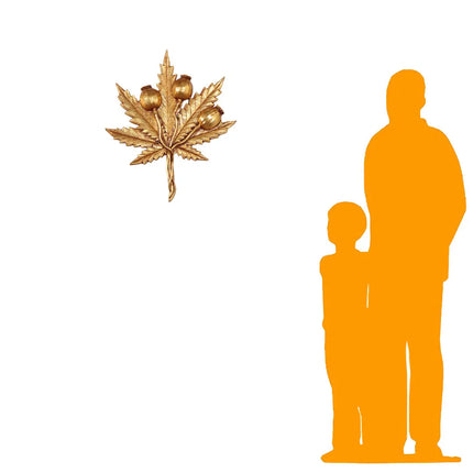 Gold Cannabis Marijuana Weed Leaf Wall Decor Statue LM Treasures - H