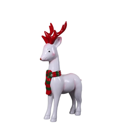 Comic White Christmas Reindeer Life Size Statue