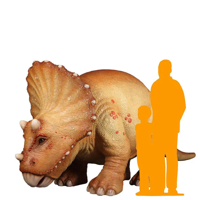 Orange Triceratops Baby Dinosaur Life Size Statue LM Treasures - H
