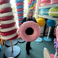 Large Donut Pink with Rainbow Sprinkles Statue