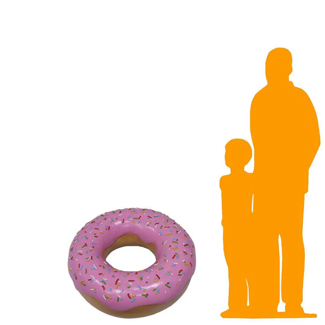 Large Donut Pink with Rainbow Sprinkles Statue LM Treasures - H