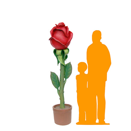Large Rose In Pot Over Sized Flower Statue - LM Treasures 