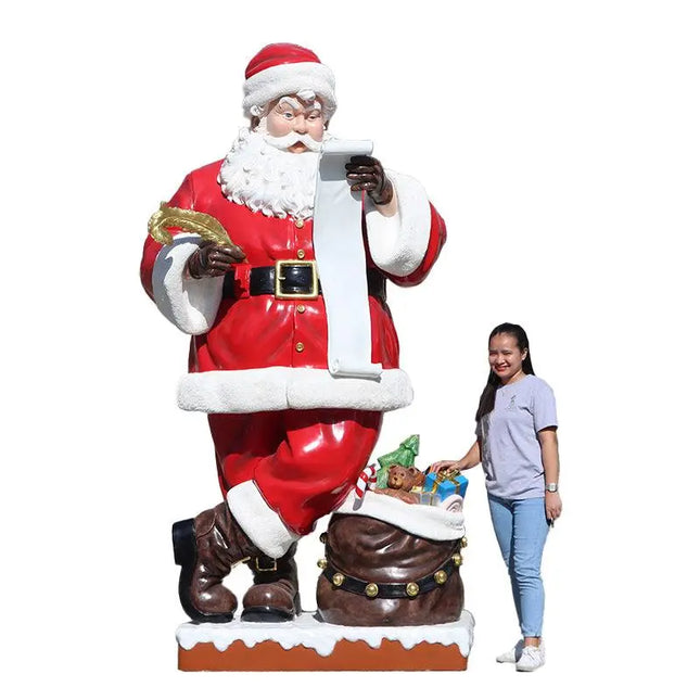 Giant Santa Claus With List Christmas Statue LM Treasures - H