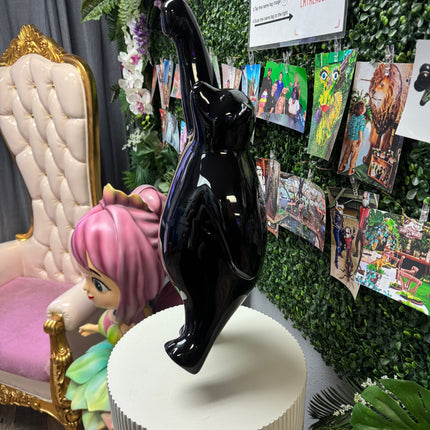 Black Bear with Balloon on Pedestal Statue