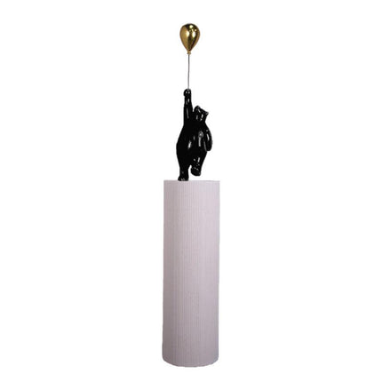Black Bear with Balloon on Pedestal Statue
