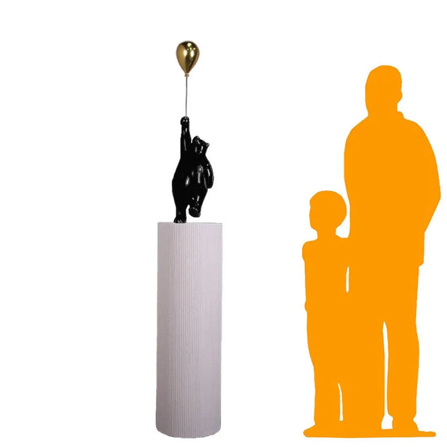 Black Bear with Balloon on Pedestal Statue LM Treasures - H