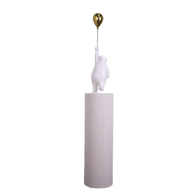 White Bear with Balloon on Pedestal Statue