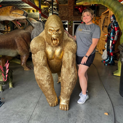 Gold Silver Back Gorilla King Life Size Statue LM Treasures - H