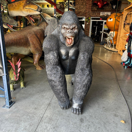 Silver Back Gorilla King Life Size Statue