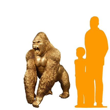 Gold Silver Back Gorilla King Life Size Statue LM Treasures - H