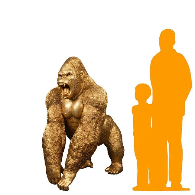 Gold Silver Back Gorilla King Life Size Statue LM Treasures - H