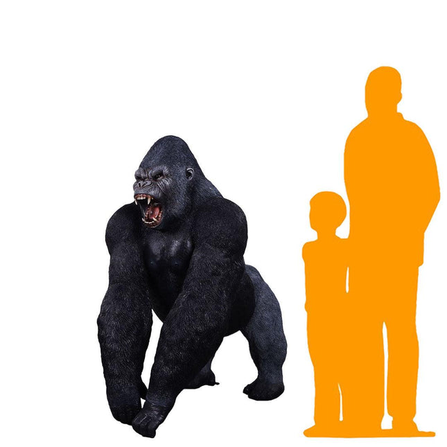 Silver Back Gorilla King Life Size Statue