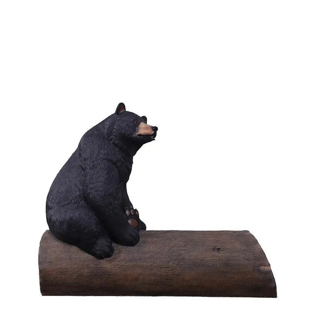 Black Bear on Tree Trunk Statue LM Treasures - H