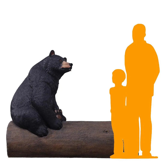 Black Bear on Tree Trunk Statue LM Treasures - H