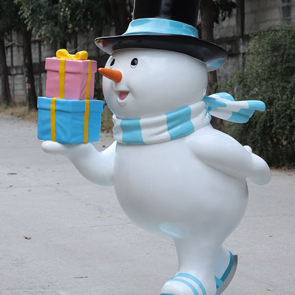 Ice Skating Snowman Family Set of 4 Statues