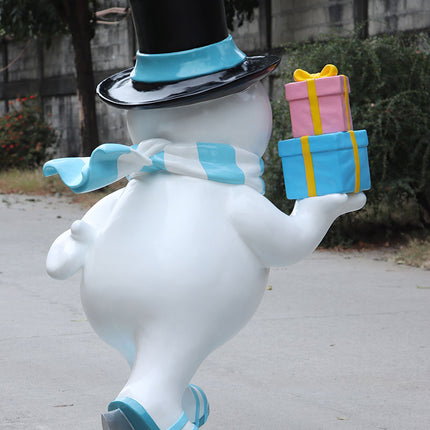 Ice Skating Snowman Family Set of 4 Statues