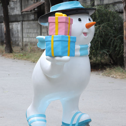Ice Skating Snowman Family Set of 4 Statues