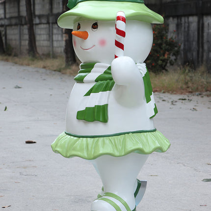 Ice Skating Snowman Family Set of 4 Statues