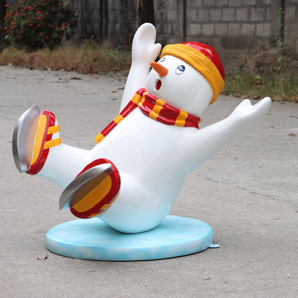 Ice Skating Snowman Family Set of 4 Statues