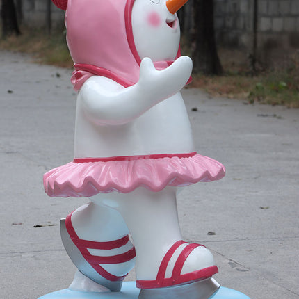Ice Skating Snowman Family Set of 4 Statues