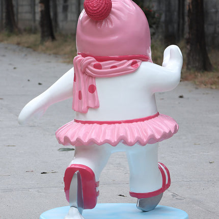 Ice Skating Snowman Family Set of 4 Statues