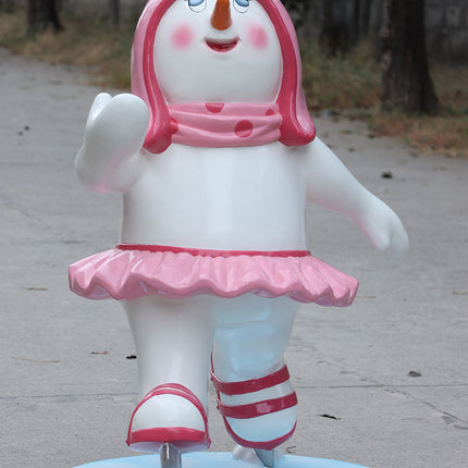Ice Skating Snowman Family Set of 4 Statues
