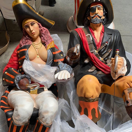 Lady Pirate Sitting Life Size Statue - LM Treasures 