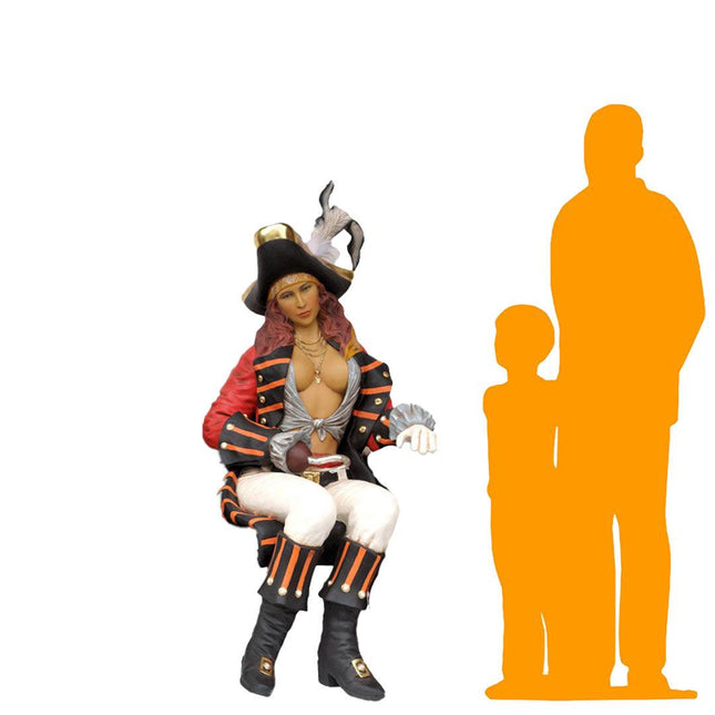 Lady Pirate Sitting Life Size Statue - LM Treasures 