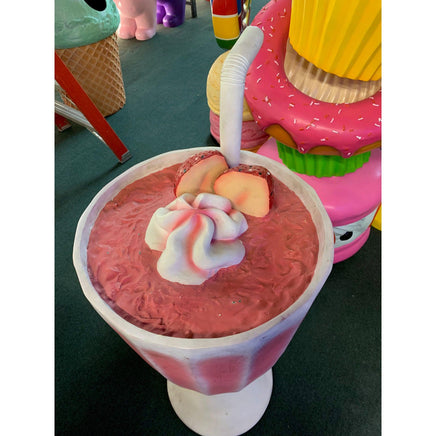Strawberry Ice Cream Milkshake Over Sized Statue - LM Treasures 