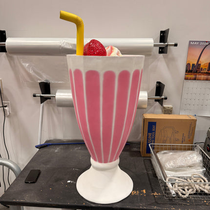 Strawberry Ice Cream Milkshake Over Sized Statue LM Treasures - A