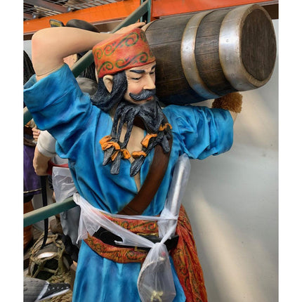 Pirate Carrying Barrel Life Size Statue - LM Treasures 