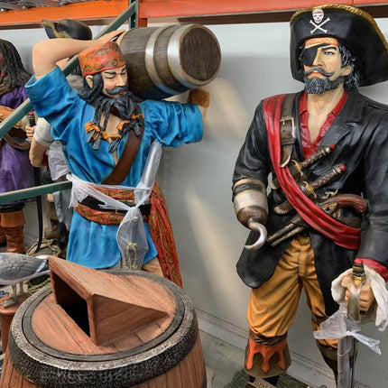 Pirate Carrying Barrel Life Size Statue - LM Treasures 