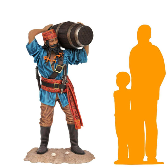 Pirate Carrying Barrel Life Size Statue - LM Treasures 