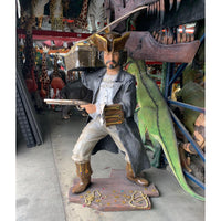 Buccaneer Pirate With Treasure Life Size Statue - LM Treasures 