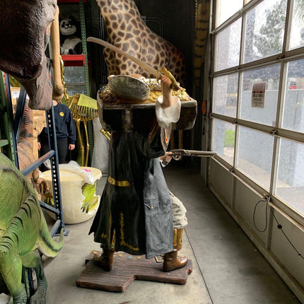 Buccaneer Pirate With Treasure Life Size Statue - LM Treasures 