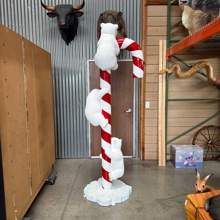 Polar Bear Cubs on Candy Cane Statue LM Treasures - H