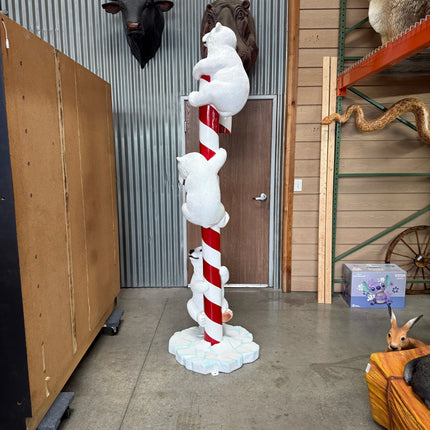 Polar Bear Cubs on Candy Cane Statue LM Treasures - H