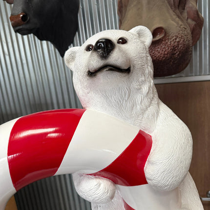 Polar Bear Cubs on Candy Cane Statue LM Treasures - H