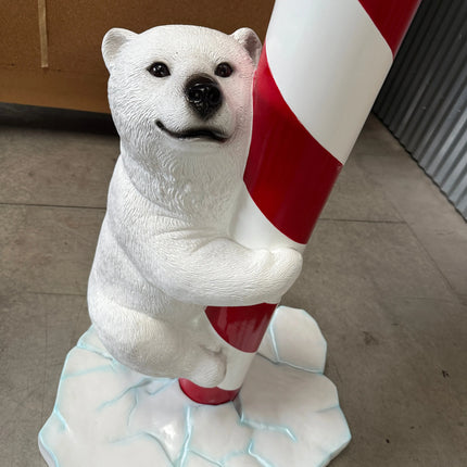 Polar Bear Cubs on Candy Cane Statue LM Treasures - H